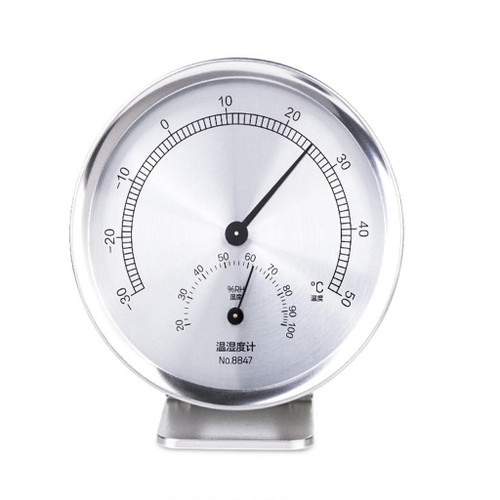 WJJDLLNP Metal Temperature and Humidity Meter Home Hanging Dual-use Office and Dry Thermometer