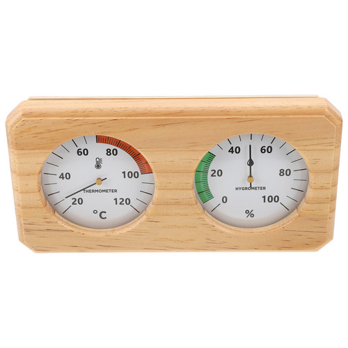 GALPADA Wood Sauna Thermometer Hygrometer, Wall Mounted Dual Dial Gauge