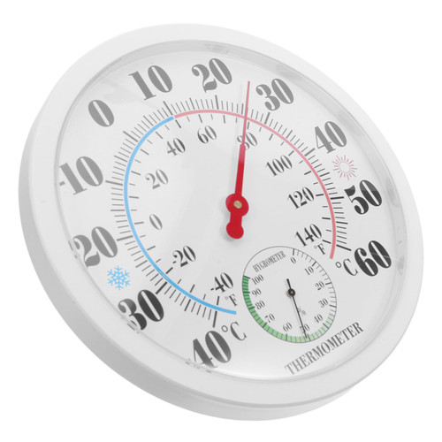 Wall Mounted Indoor Thermometer Hygrometer White ABS Dual Scale