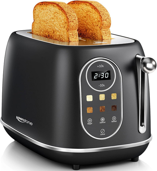Keenstone Touch Screen 2 Slice Toaster, Retro Wide Slot Stainless Steel
