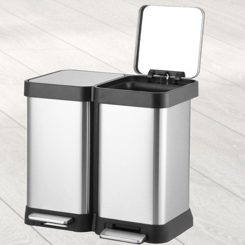 40L Dual Cartment Trash Can 2x20L Stainless Steel Kitchen Bin with Pedal t for Home Office & Kitchen Waste Sorting Space-Saving Design