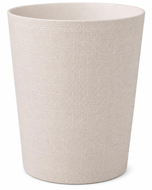 KINGFOM PU Leather Office Trash Can Executive Wastebasket (Flaxen Beige)