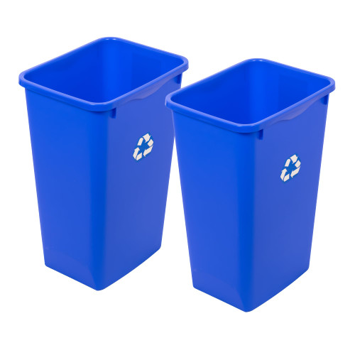 Glad Open Top Plastic Trash Cans | 12 Gallon, Blue | 2 Pack
