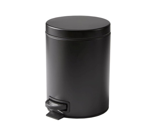 1.3 Gallon Matte Black Metal Bathroom Trash Can with Removable Inner Liner
