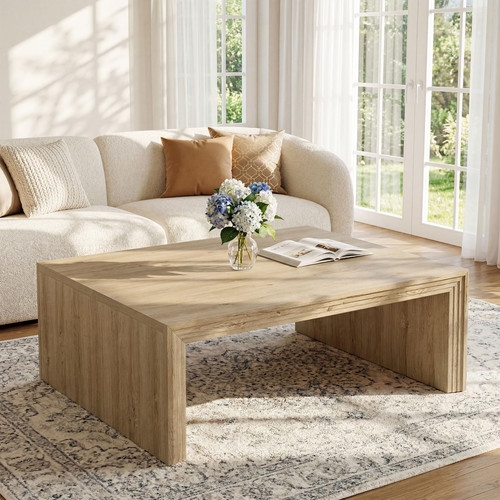 Tribesigns 47-Inch Rectangle Coffee Table, Farmhouse Wooden Rectangular Center Table with Spacious Tabletop, Large Center Cocktail Furniture for Living Room