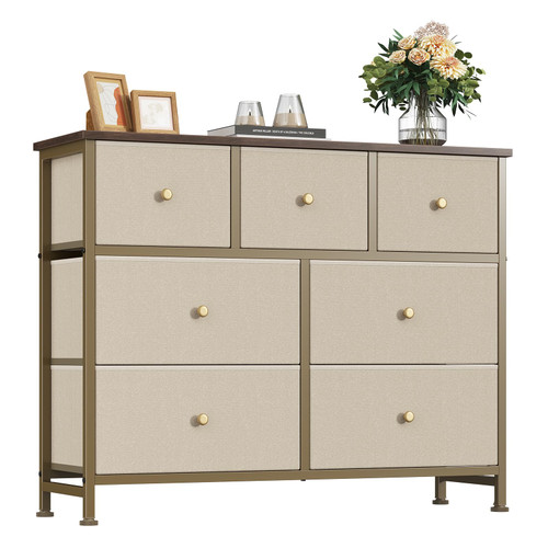 HAPPYMONT Fabric Dresser for Bedroom with 7 Drawers, Chest of Drawers