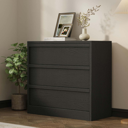 Garvee 3 Dresser for Bedroom, 30.5" Tall Dresser, Freestanding Vertical Drawer with Storage, Wooden Closet Chest Storage for Living Room, Hallway, Entryway, Black
