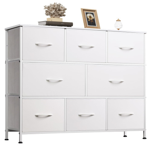 WLIVE 8 Drawer Dresser for Bedroom, Wide Chest of Drawers, White