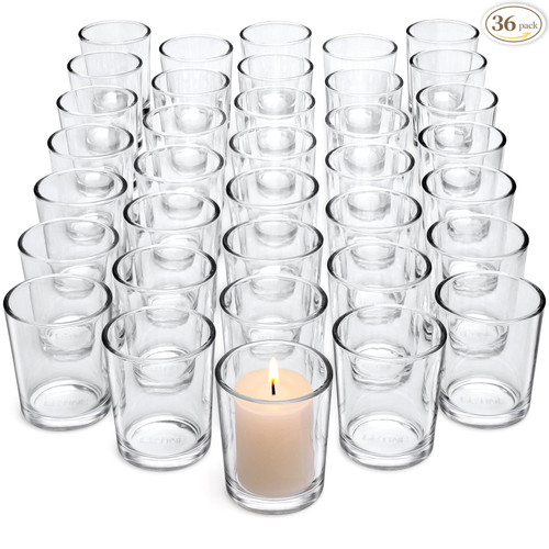 Letine 36-Pack Votive Candle Holders, Clear Glass Tea Light Holders