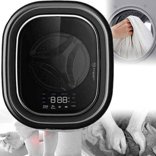 SICWEDIM Wall-Mounted Mini Front Load Washing Machine, 3kg Capacity, Black, High Efficiency, Front Load, Touch Controls, Portable, Small Space