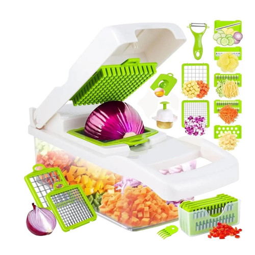 12-in-1 Multifunctional Vegetable Cutter - Manual Chopper & Slicer with 13 Blades for Quick and Easy Meal Prep(GW with Egg Cutter)
