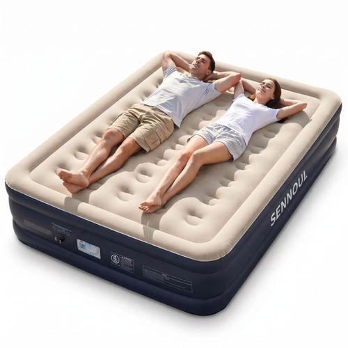 SENNOUL Air Mattress Queen with Built in Pump,18" Raised Blow up Bed,800lb
