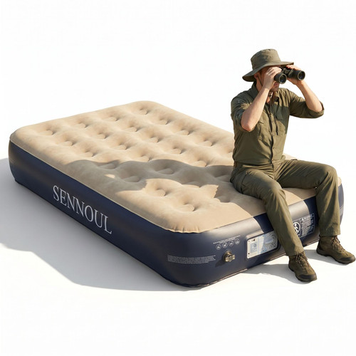 SENNOUL Air Mattress Twin with Built in Pump - 2 Mins Quick Self Inflatable,13"/550lbs Max Blow Up Bed, All Night Stability No Lost Air，No Peculiar Smell for Camping,Home,Guests & Portable Travel
