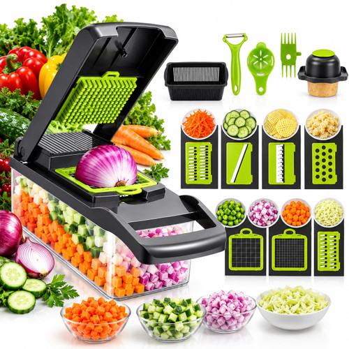 Hagone Mart 14-in-1 Vegetable Chopper with 420 Stainless Steel Blades