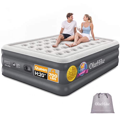 OlarHike Air Mattress Queen Built-in Pump, 20" H Inflatable Mattress,700LBS