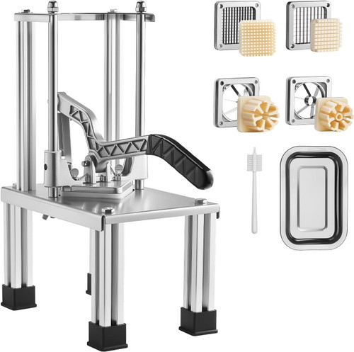 French Fry Cutter with 4 Stainless Steel Blades, Vegetable Chopper