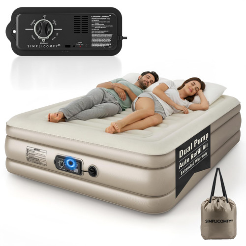Simpli Comfy Queen Air Mattress, 18" Raised Blow-up Inflatable Mattress