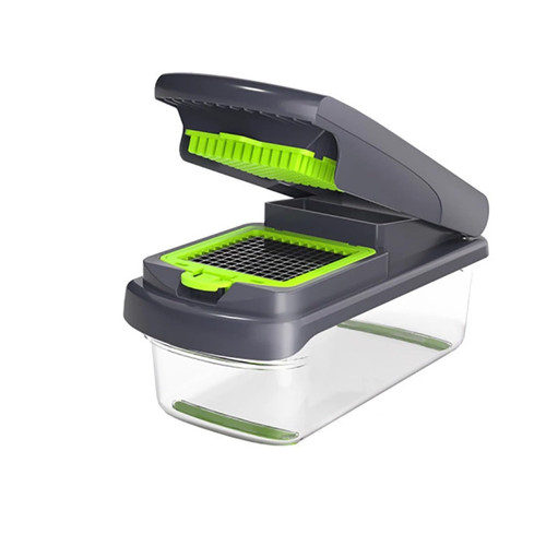 15-in-1 Vegetable Chopper 7 Blade Veggie Cutter Cheese Grater Container Kitchen(Light green)