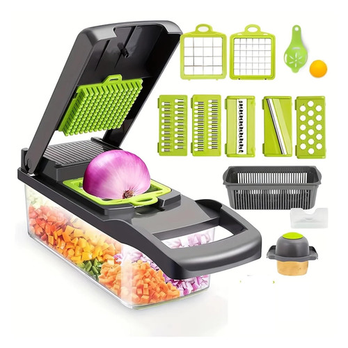 16-in-1 Vegetable Chopper Manual Slicer Container Drain Basket Onion Carrot Garlic