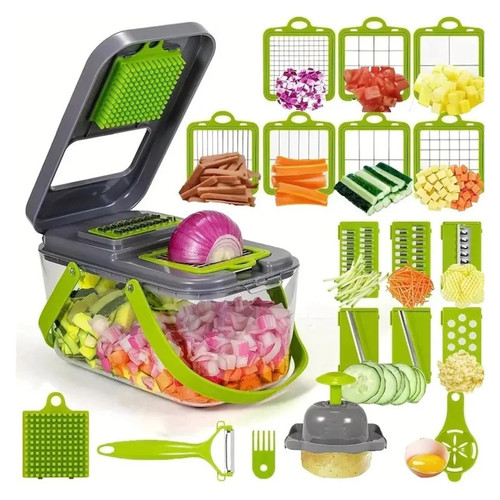 22-Piece Manual Chopper Set Slicer Dicer Onion Vegetable Potato Cutter Kitchen(Gray 25pcs)