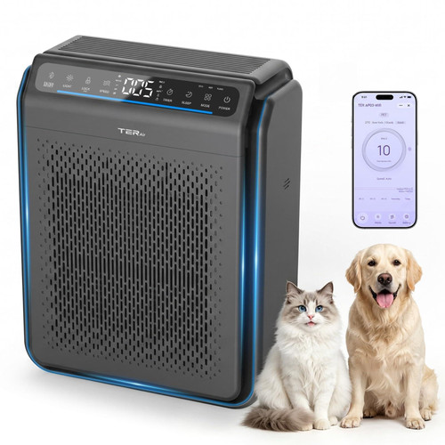 TER AIR Smart Air Purifier for Home Pets HEPA with WiFi, Washable Filter