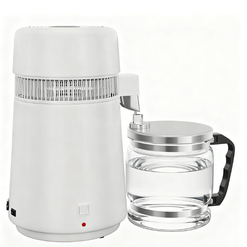 Pure Countertop Water Distiller - 1 Gallon/4L, 750W Distilled Water Maker with Glass Container for Home & Office - Desktop Water Purifier and Filter Machine
