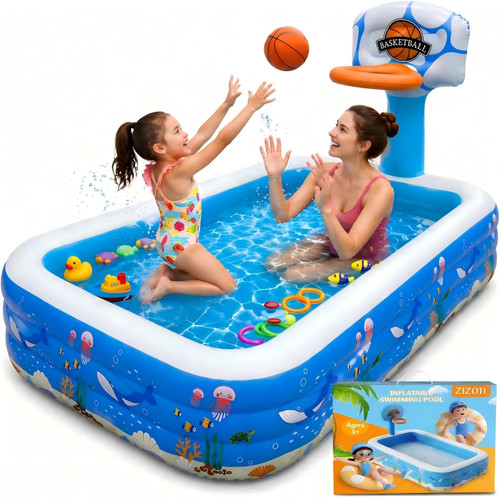 Inflatable Swimming Pool,120" x 72" x 24" Kiddie Pools, Family Lounge Pools Thickened Above Ground Family Pool for Summer Water Party, Backyard, Garden Lawn