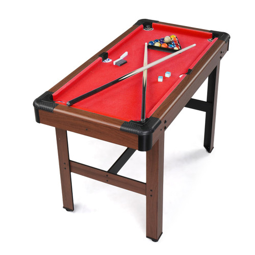 PEXMOR 48" Pool Table, Billiard Game Table for Kids and Adults, Mini Pool Table Set Indoor & Outdoor for Game Room Family with Balls, Cues, Chalk, Brush and Triangle,Red