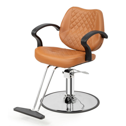 OmySalon Salon Chair for Hair Stylist, Camel Barber Chair for Barbershop/Home, Hydraulic Stylist Chair with Footrest, Hairdressing Beauty Spa Braiding Equipment
