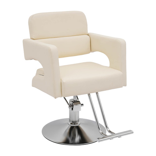 360° Swivel Salon Chair, 330Lbs Barber Stool with Hydraulic Pump, White
