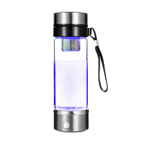 Portable 350ML Hydrogen Rich Water Bottle, Hydrogen Water Generator Ionizer with SPE Membrane, 3-Minute Electrolysis 700~900PPB, Improves Alkaline Water Quality for Home, Office and Travel