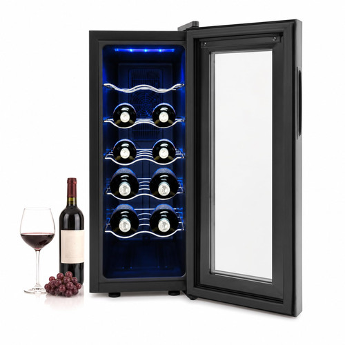 DAJILISHI 12 Bottle Wine Fridge, Large Capacity Wine Cooler Refrigerator with LED Temperature Display Screen & Hidden Handle, Freestanding Wine Fridge for Homes, Bars