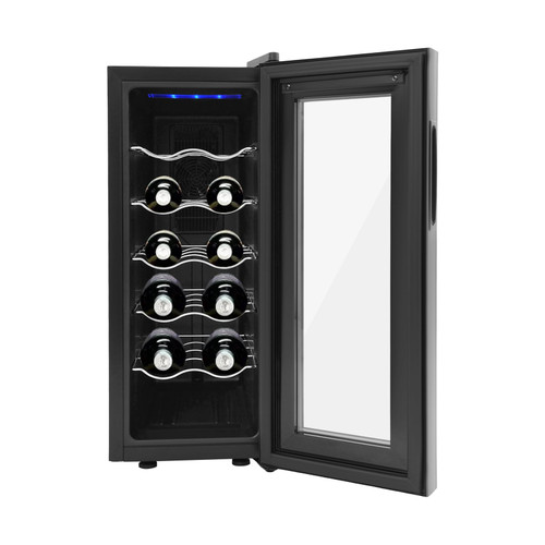 Wine Fridge, 12-Bottle Wine Cooler Refrigerator with Rack & LED Display