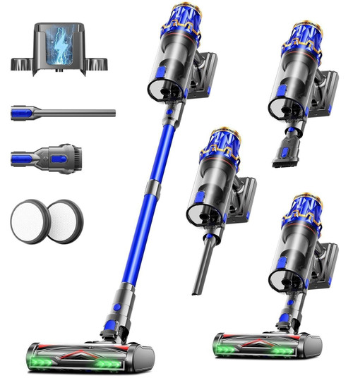Cordless Vacuum Cleaner, Upgraded 650W 60KPA 70Mins Vacuum Cleaners for Home with Self-Standing Vacuum Cleaner Stick, Anti-tangle Wireless Vacuum, OLED Screen 1.8L Cup for Pet Hair/Carpets/All Floor