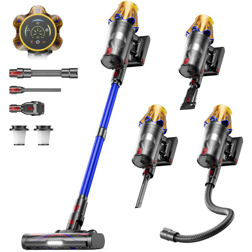 Cordless Vacuum Cleaner, Upgraded 650W 60KPA 70Mins Cordless Stick Vacuum Cleaner with Flexible Hose,Self-Standing,Touch Screen, Anti-tangle Wireless Vacuum Cleaners for Home/Pet Hair/Carpets/Floors