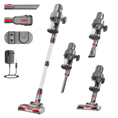Cordless Vacuum Cleaner for Home, 40KPa Stick Vacuum with Dual Dust Cup