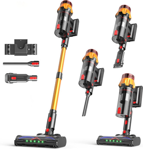 Cordless Vacuum Cleaner for Home, 55Kpa Suction, Up to 70-Min Runtime, Gold