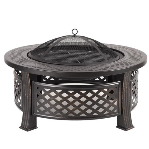 Round Metal Fire Pit Wood Burning Firepit
