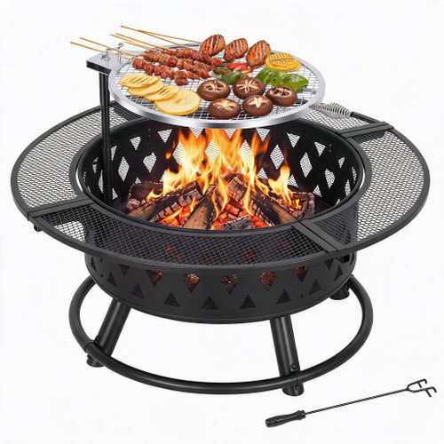 DobleePy 39in Outdoor Fire Pit with Grill Grate