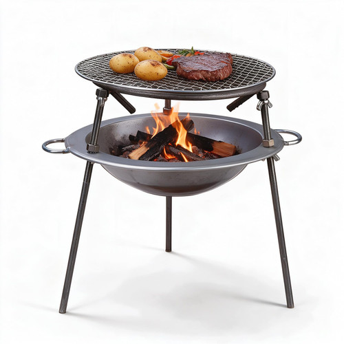 Fire Pit with Grill,Wood Burning Outdoor Fire Pit for Camping Backyard