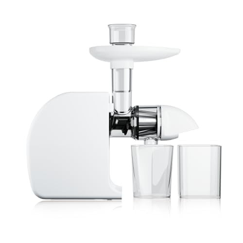 AZEUS Cold Press Slow Masticating Juicer – Quiet Cold Press Technology, Dual-Speed Modes, High-Yield Fruit & Vegetable Extractor, Quick-Clean Parts, White
