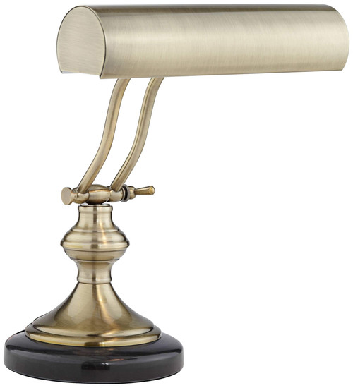 12" Small Banker's Desk Lamp Gold Antique Brass Marble Piano Adjustable Arm