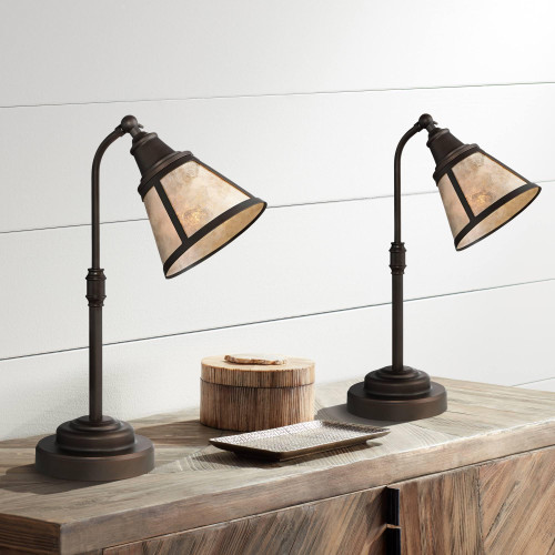 Malta 18 1/2" Small Desk Lamps Set of 2 Adjustable Satin Bronze Brown