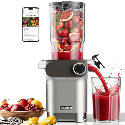 Anybear Cold Press Juicer 200W Masticating Slow Juicer 4.3" Wide Feed Chute