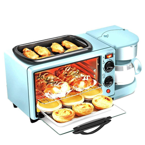 BFKRYP 3-in-1 Breakfast Maker Station 4 Cup Coffeemaker, Toaster Oven with Timer, Griddle