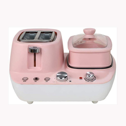 BFGRDDW Three-in- Retro Home Breakfast Station Multifunctional Electric Toaster Stainless Steel Oven Egg Cooker Non-stick Pan 7 Gears