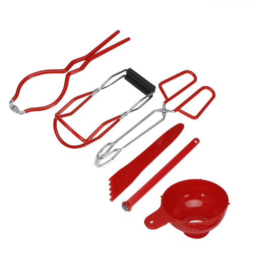 Jauarta Canning Kit with Food Tongs, Jar Lifter Set (Red)