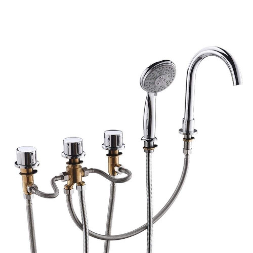 LASEVE Shower Head Hand held 5 Hole Bathtub Waterfall Mixer with Hand Shower Head Durable (Color : Silver)