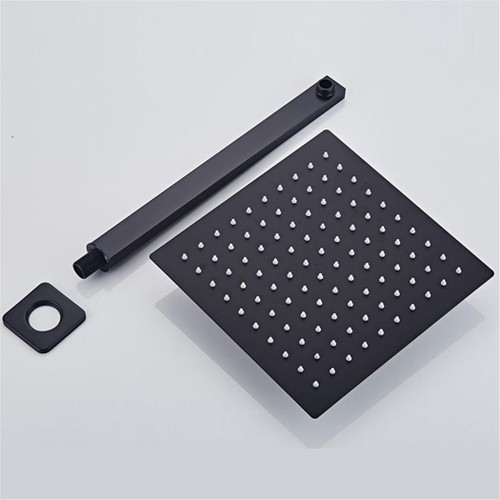 12-10-8'' Rainfall Shower Head Stainless Steel Ultra-Thin Showerheads Rain Shower Black Square Shower Head (Black 16 inch 40x40)