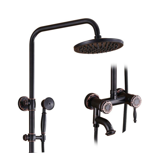 LASEVE Shower Head Shower Head Shower Head Set All Copper Black Antique Shower Set Bathroom Shower Bath Rotating Lift Hot and Cold Water Shower Shower Set (Color : Picture Color, Size